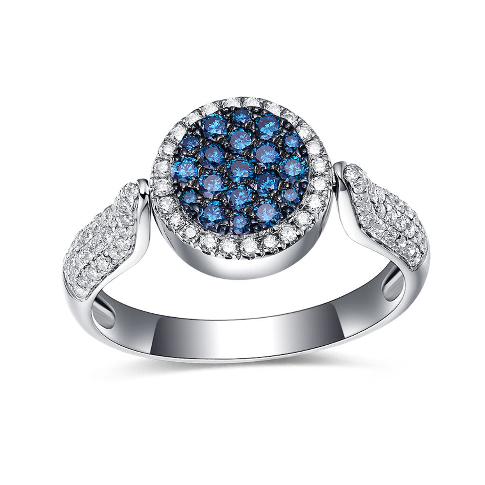 Flip White Gold Ring with White and Blue Diamond