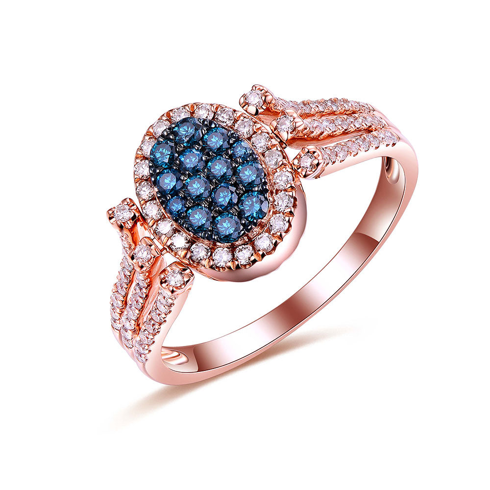 Flip Rose Gold Ring with White and Blue Diamond
