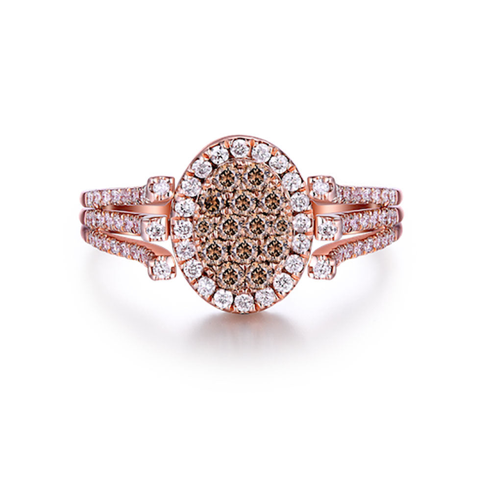 Flip Rose Gold Ring with Brown and Blue Diamond