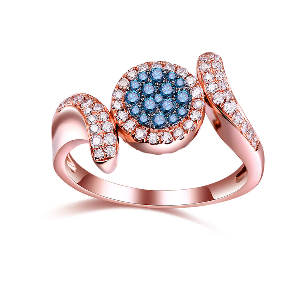 Flip Rose Gold Ring with White and Blue Diamond