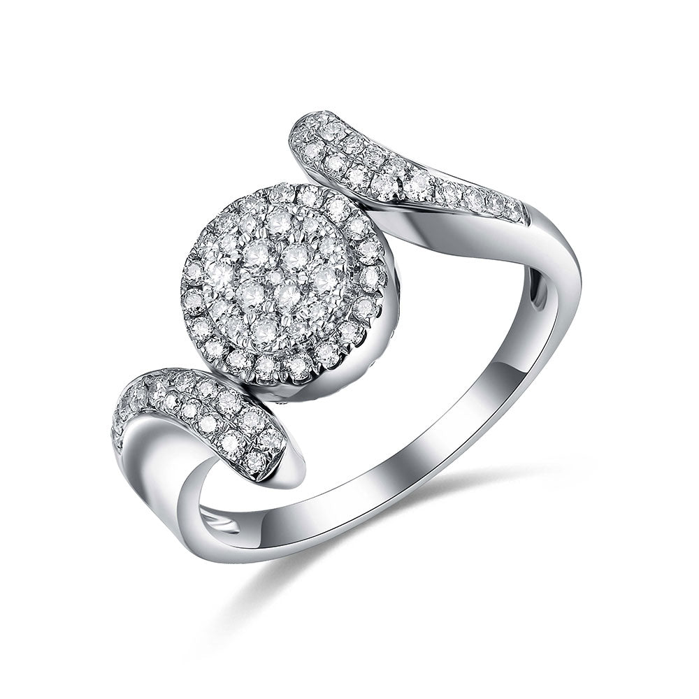 Flip White Gold Ring with White and Blue Diamond