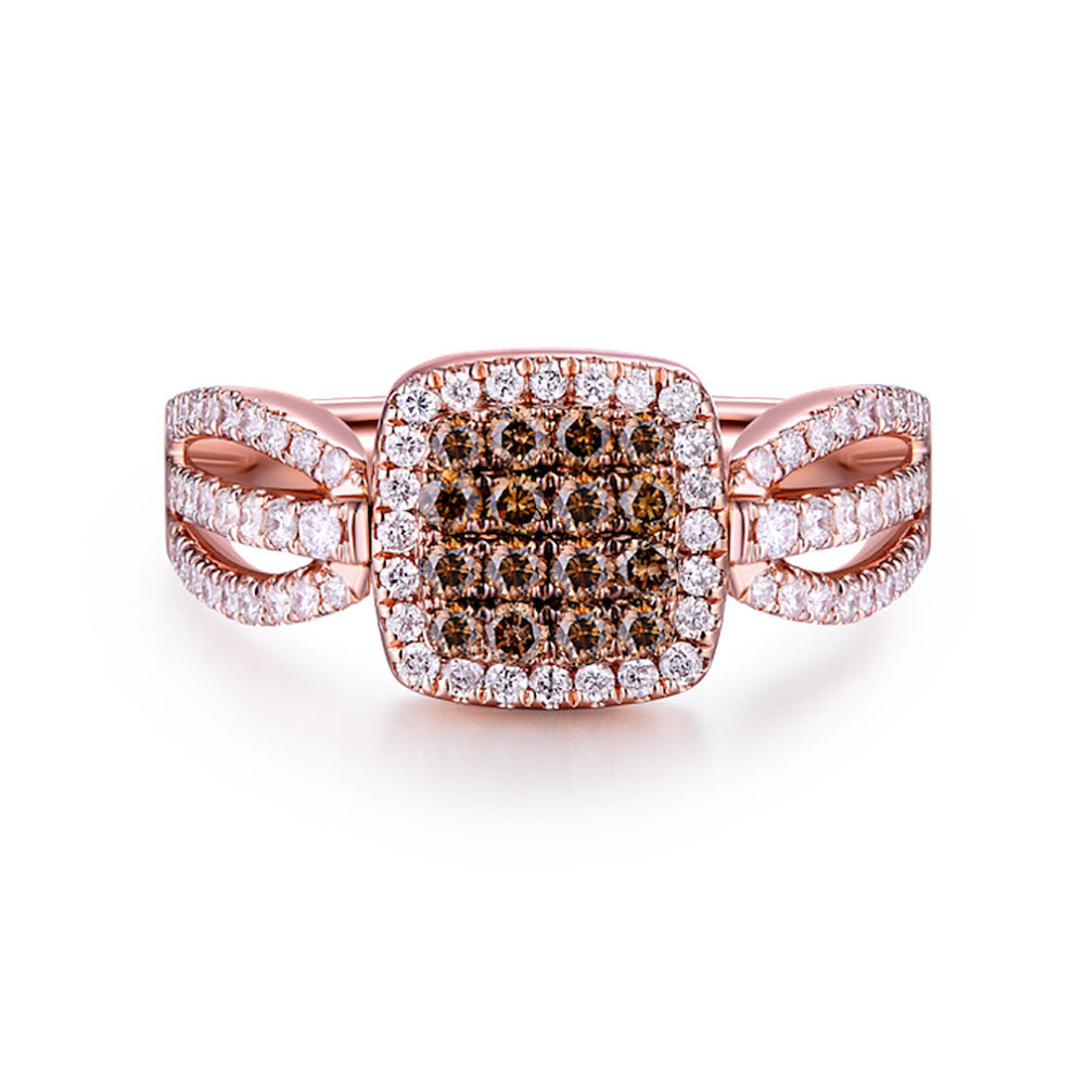 Flip Rose Gold Ring with Brown and Blue Diamond