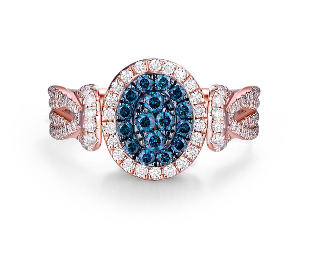 Flip Rose Gold Ring with Brown and Blue Diamond