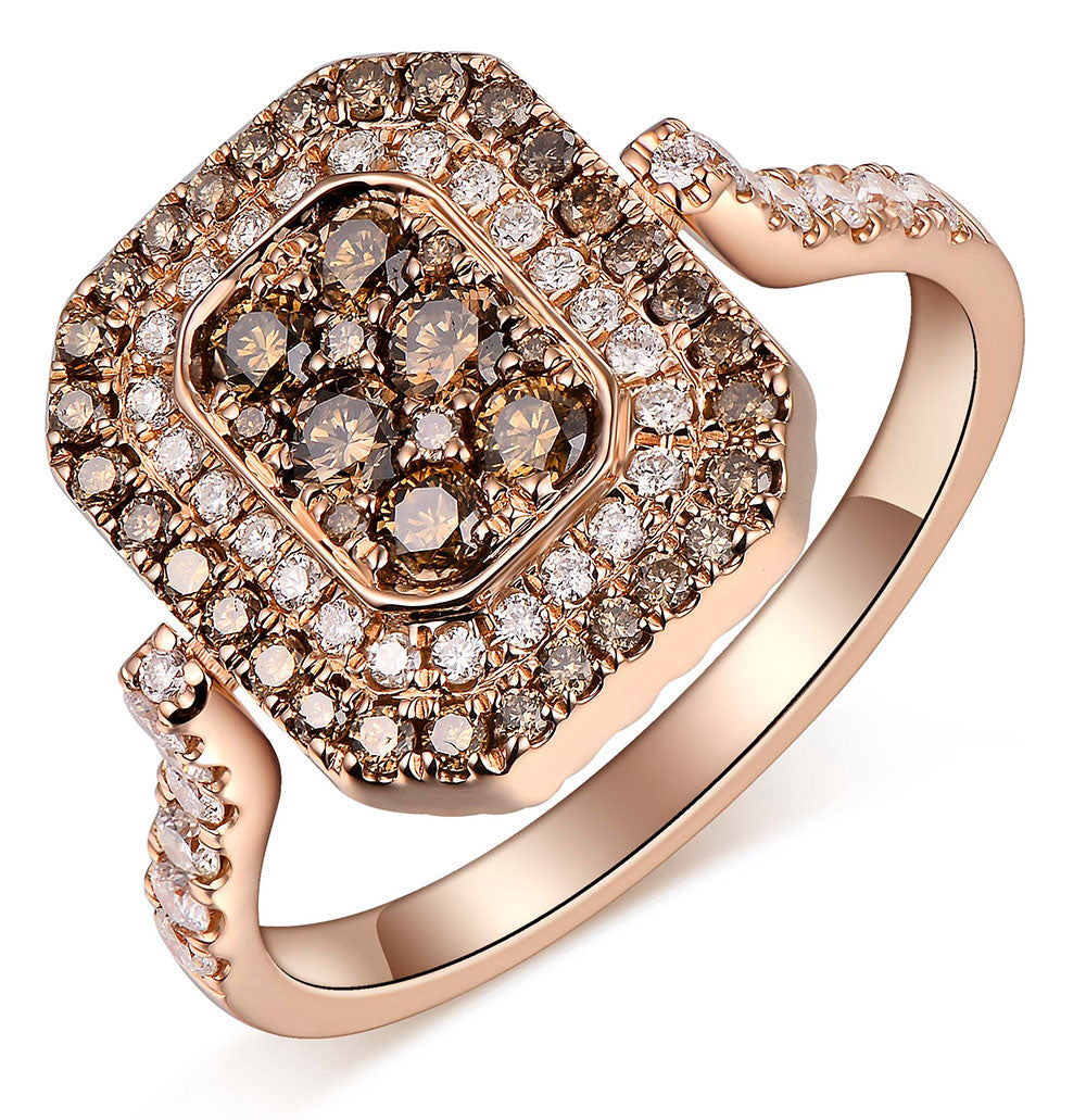 Flip Rose Gold Ring with Brown and White Diamond