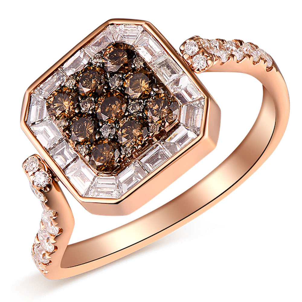 Flip Rose Gold Ring with Blue and White Diamond