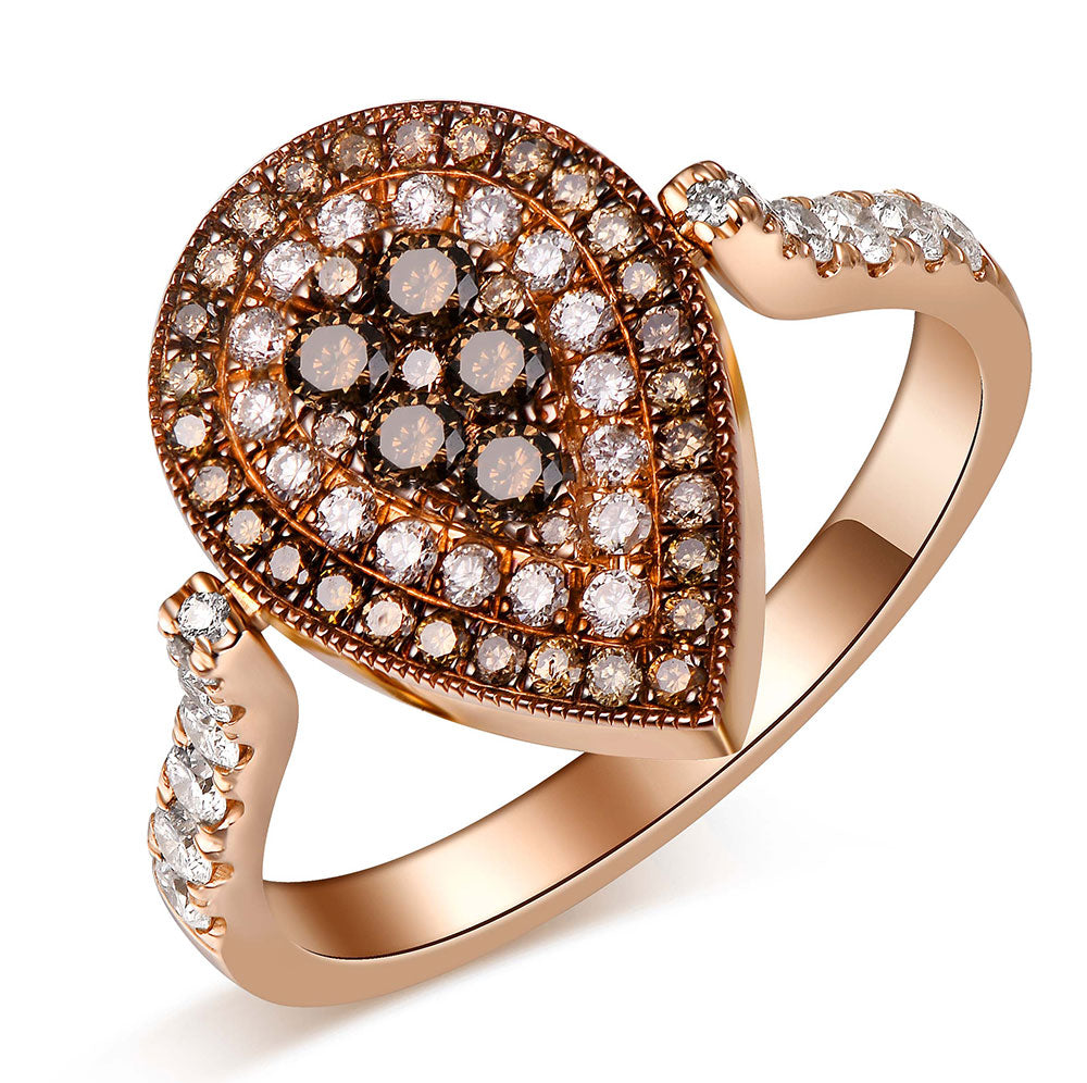 Flip Rose Gold Ring with Brown and Blue Diamond