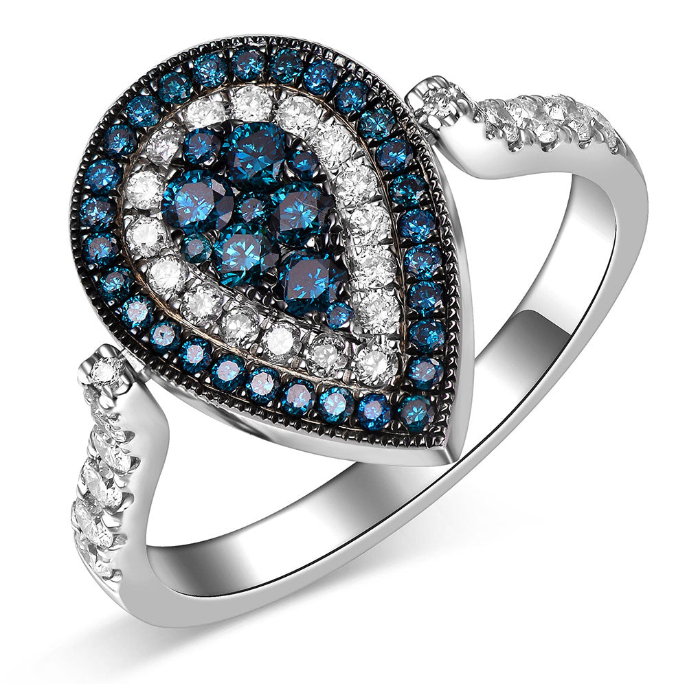 Flip White Gold Ring with Brown and Blue Diamond