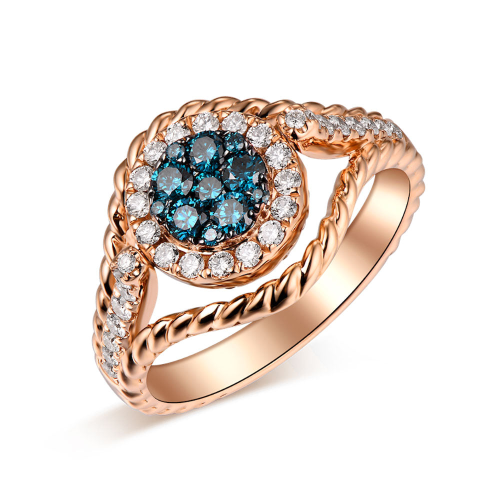 Flip Rose Gold Ring with Brown and Blue Diamond
