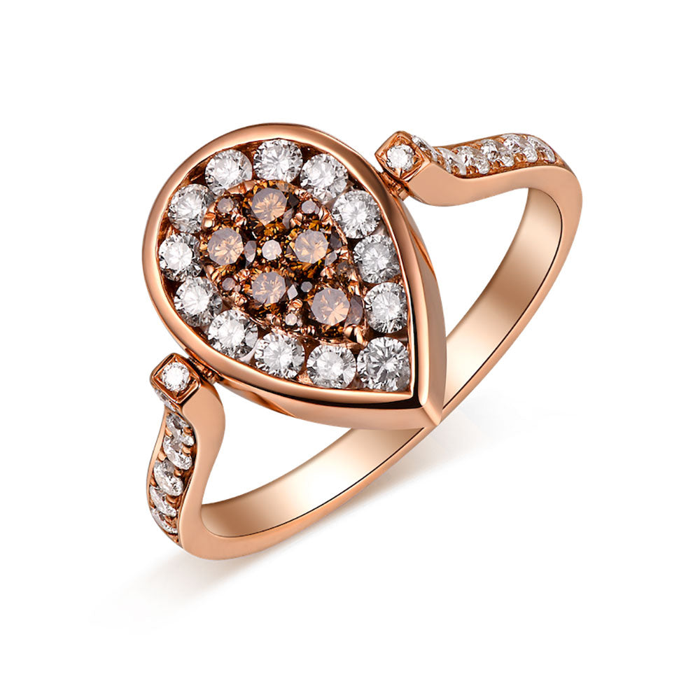 Flip Rose Gold Ring with Brown and White Diamond