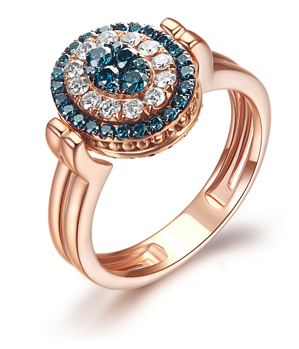 Flip Rose Gold Ring with Blue and White Diamond