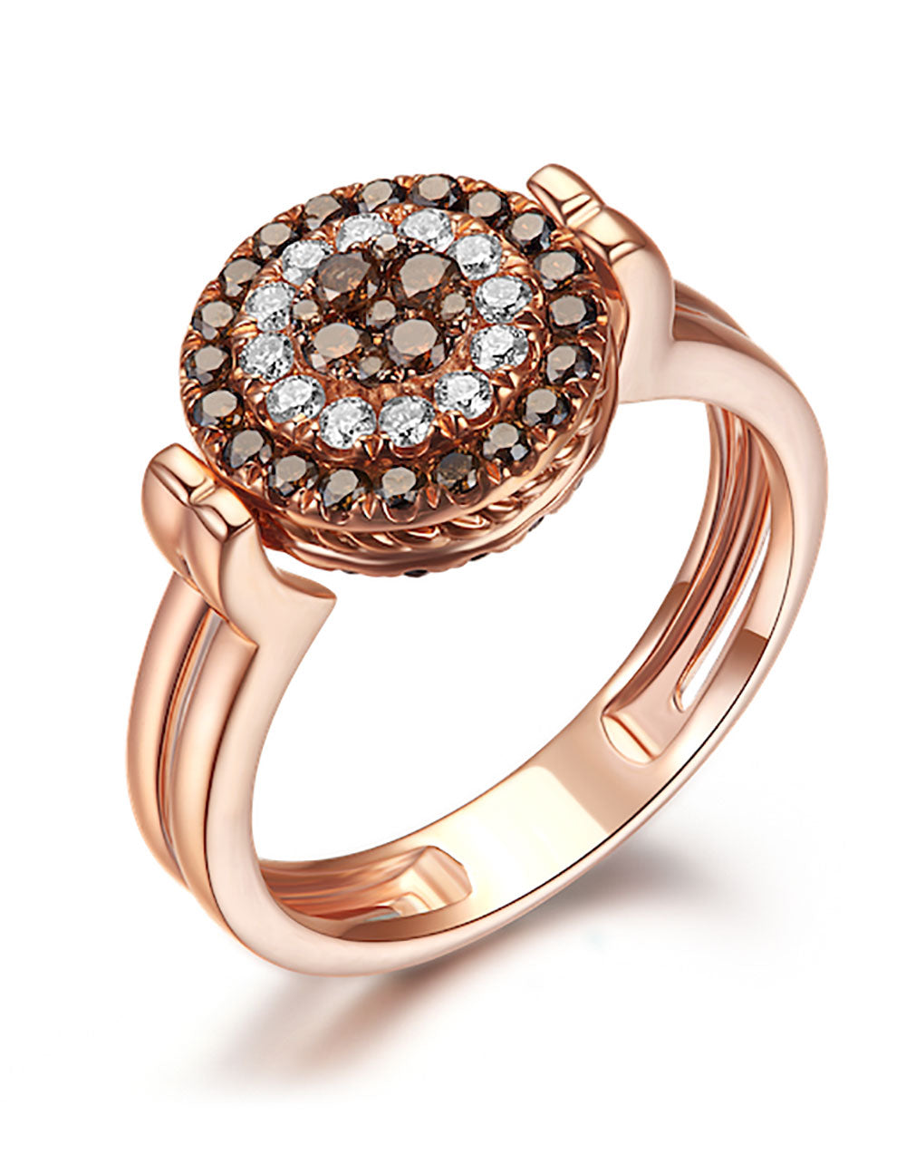 Flip Rose Gold Ring with Brown and Blue Diamond