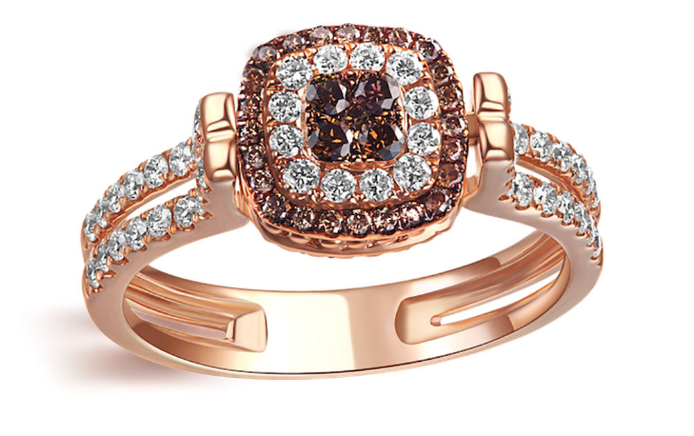 Flip Rose Gold Ring with Brown and Blue Diamond
