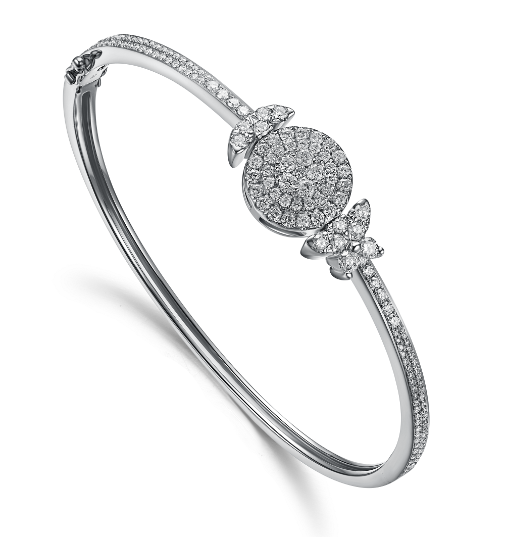 Flip White Gold Bangle with Blue and White Diamond Flip Bangle