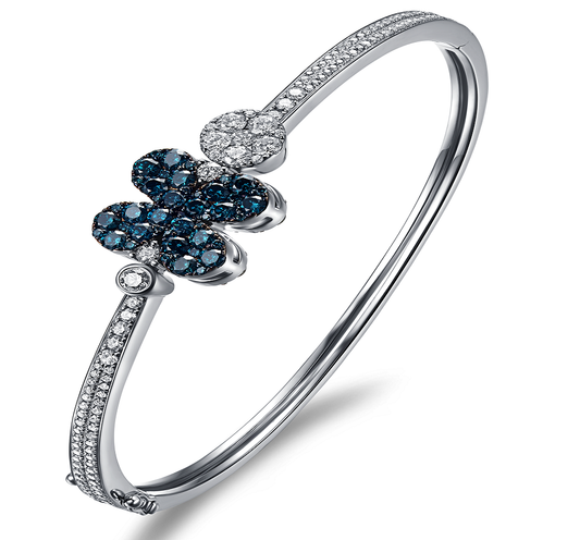 Flip White Gold Bangle with Blue and White diamonds