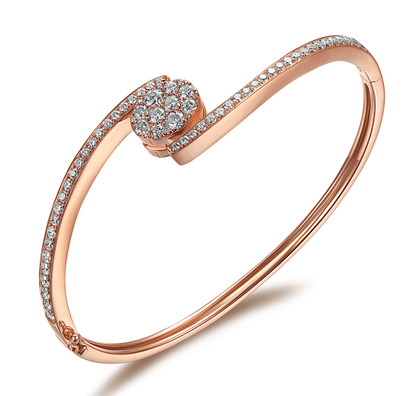 Flip Rose Gold Bangle with Brown and White diamonds