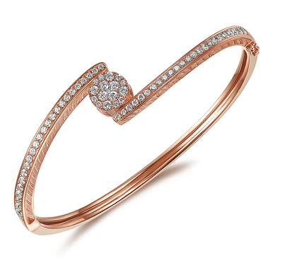 Flip Rose Gold Bangle with Brown and White diamonds