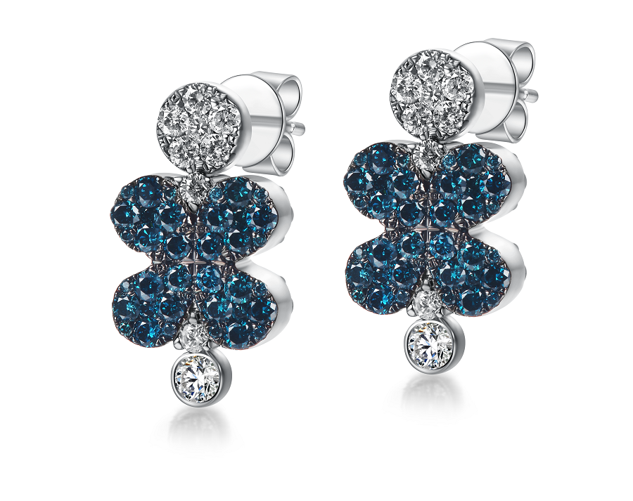Flip White Gold Earring with White and Blue diamonds