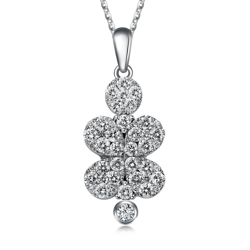 Flip White Gold Pendant with Blue and White diamonds