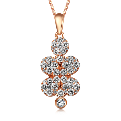 Flip Rose Gold Pendant with Brown and White diamonds