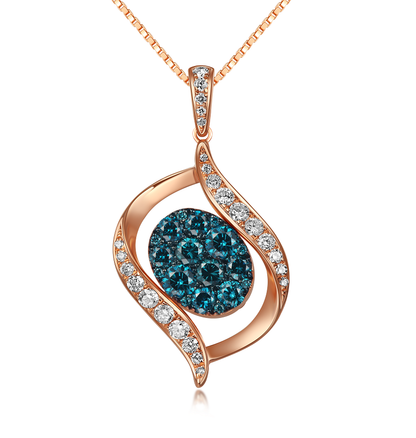 Flip Rose Gold Pendant with Brown and Blue diamonds