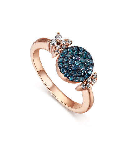 Flip Rose Gold Ring with Brown and Blue diamonds