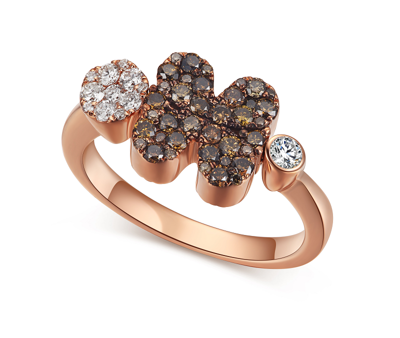 Flip Rose Gold Ring with Brown and Blue Diamonds