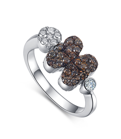 Flip White Gold Ring with Brown and Blue Diamonds