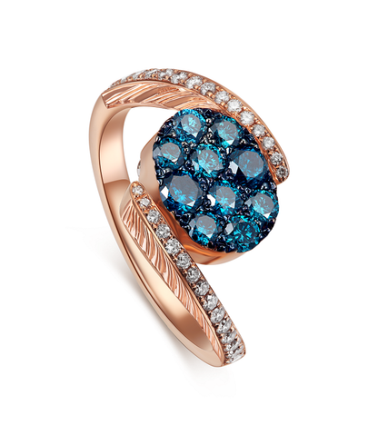 Flip Rose Gold Ring with Brown and Blue Diamonds