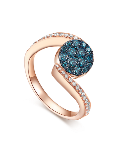 Flip Rose Gold Ring with Brown and Blue Diamonds