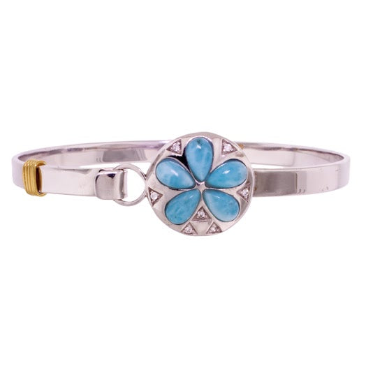 Beautiful Larimar Bangle in Sterling Silver