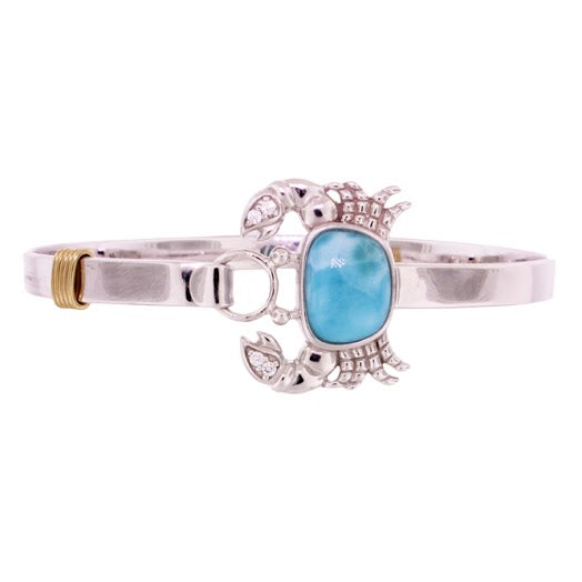 Beautiful Larimar Bangle in Sterling Silver