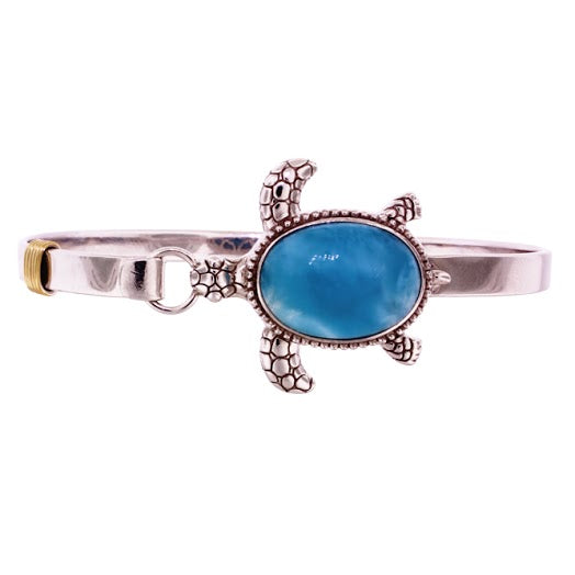 Beautiful Larimar Bangle in Sterling Silver