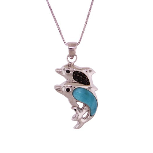 Beautiful Larimar Pendant in Sterling Silver