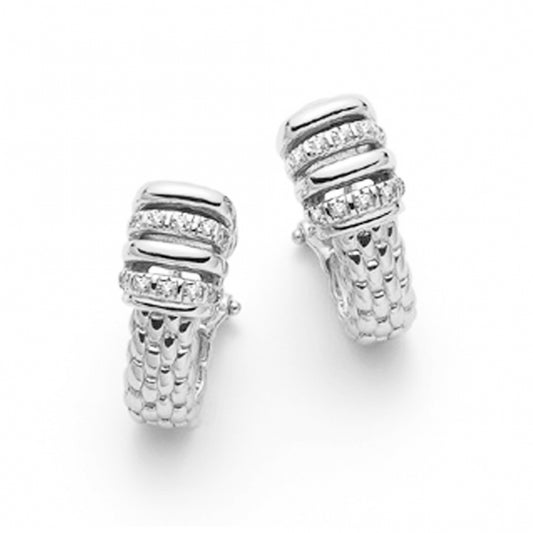 Fope Virginia 18ct White Gold Earrings With Plain & Diamond Set Rondels