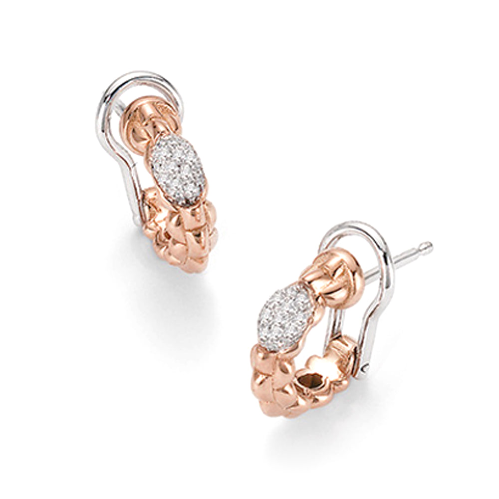 Fope EKA Tiny 18ct Rose Gold Diamond Set Hoop Earrings