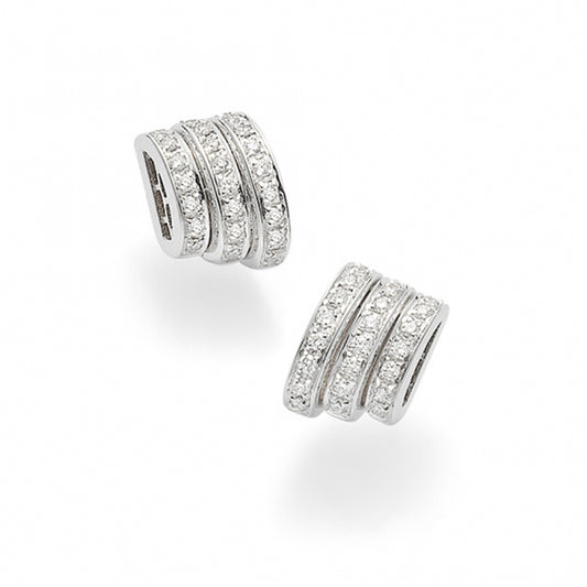 Fope Prima 18ct White Gold Stud Earrings with Pave Set Diamonds