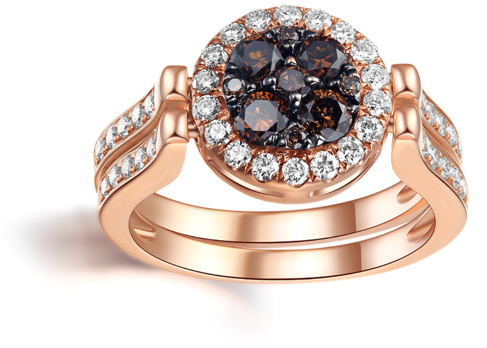 Flip Rose Gold Ring with Brown and Blue Diamond