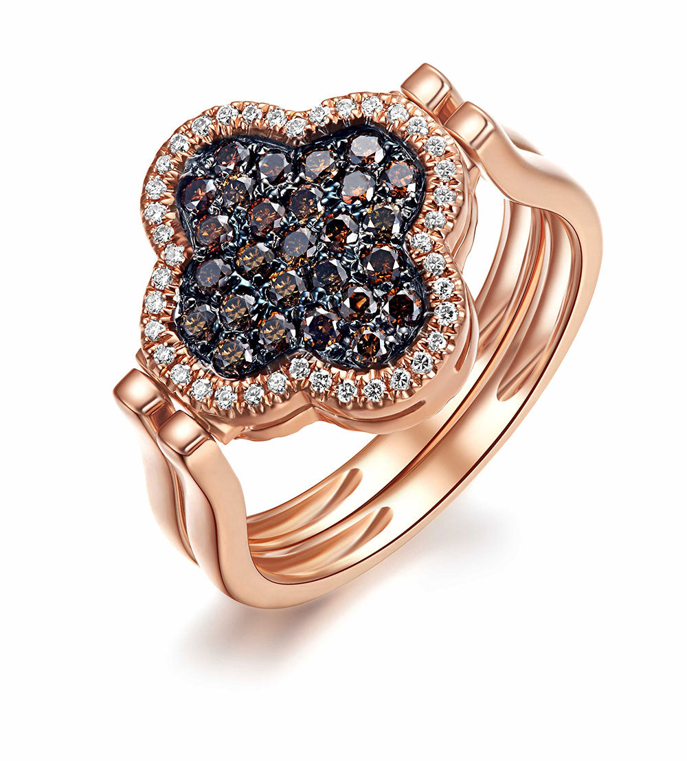 Flip Rose Gold Ring with Brown and Blue Diamond